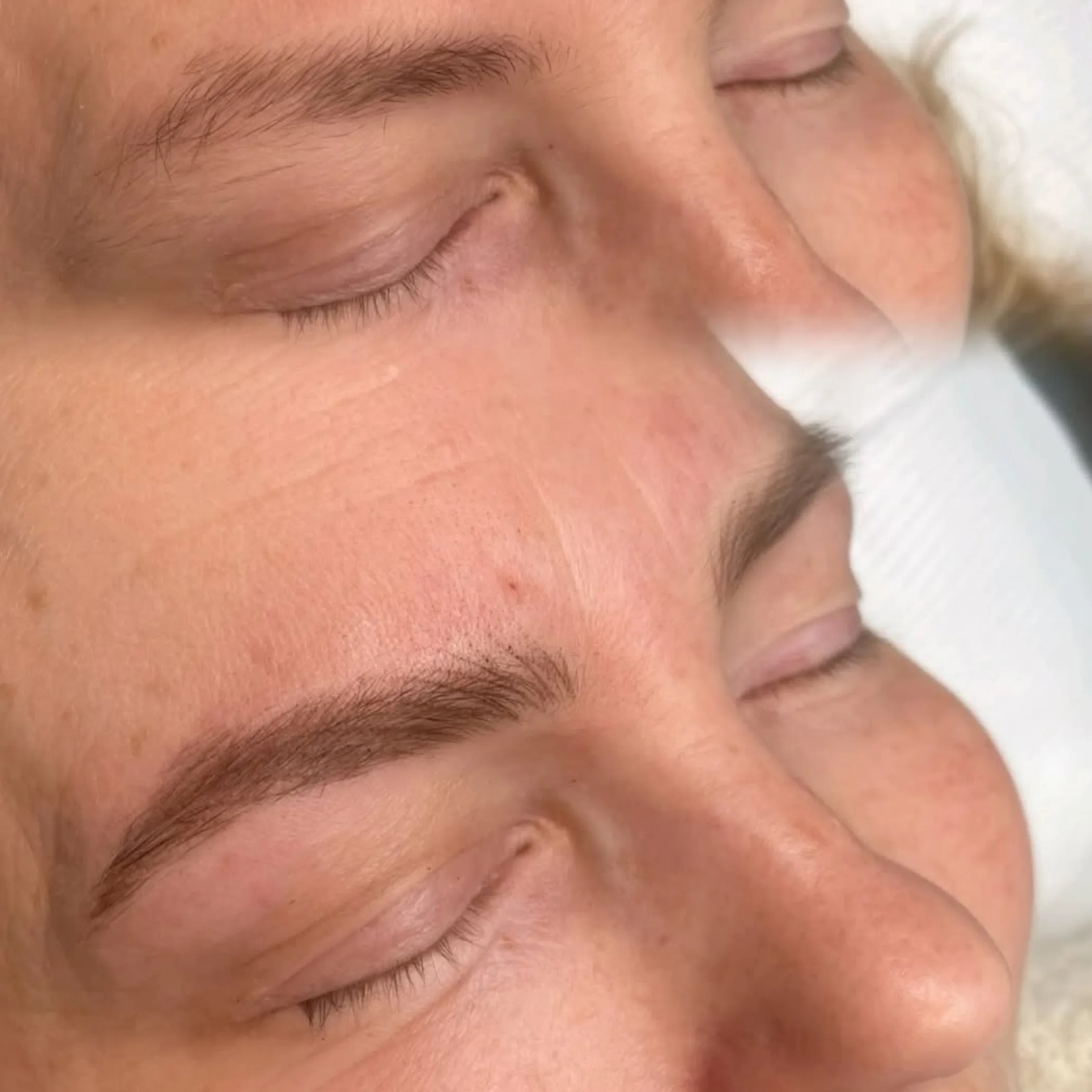 close up of enhanced eyebrows