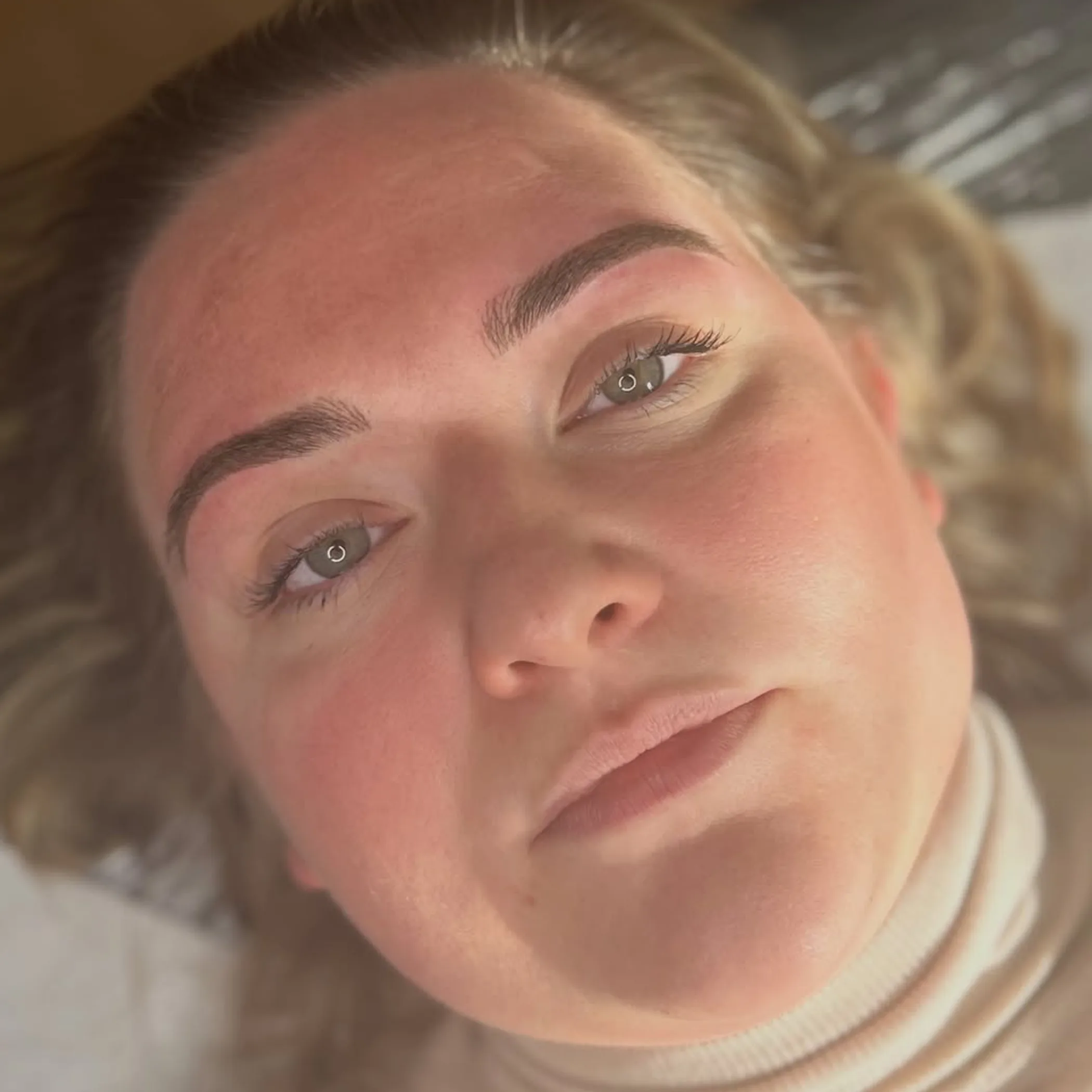 close-up of microblading and nanobrows eyebrows