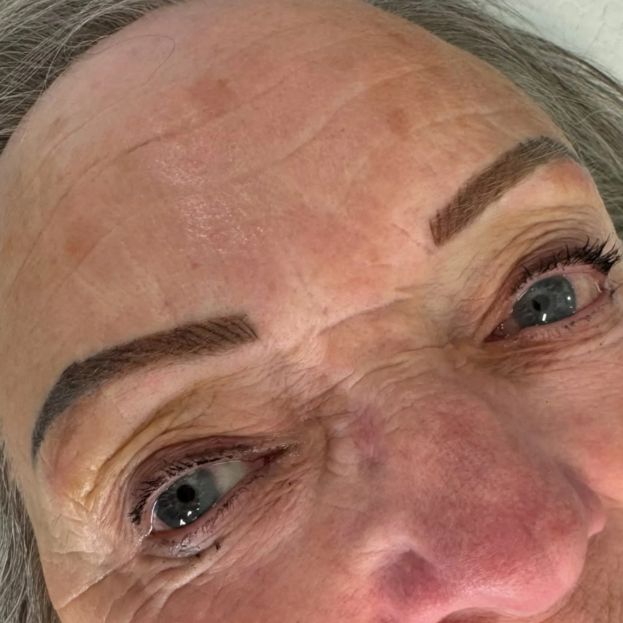 close-up of microbladed eyebrows