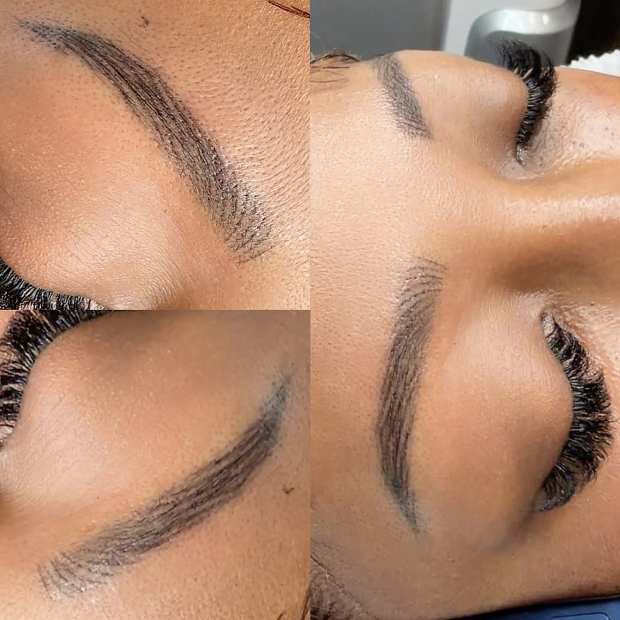 close-up of microbladed eyebrow