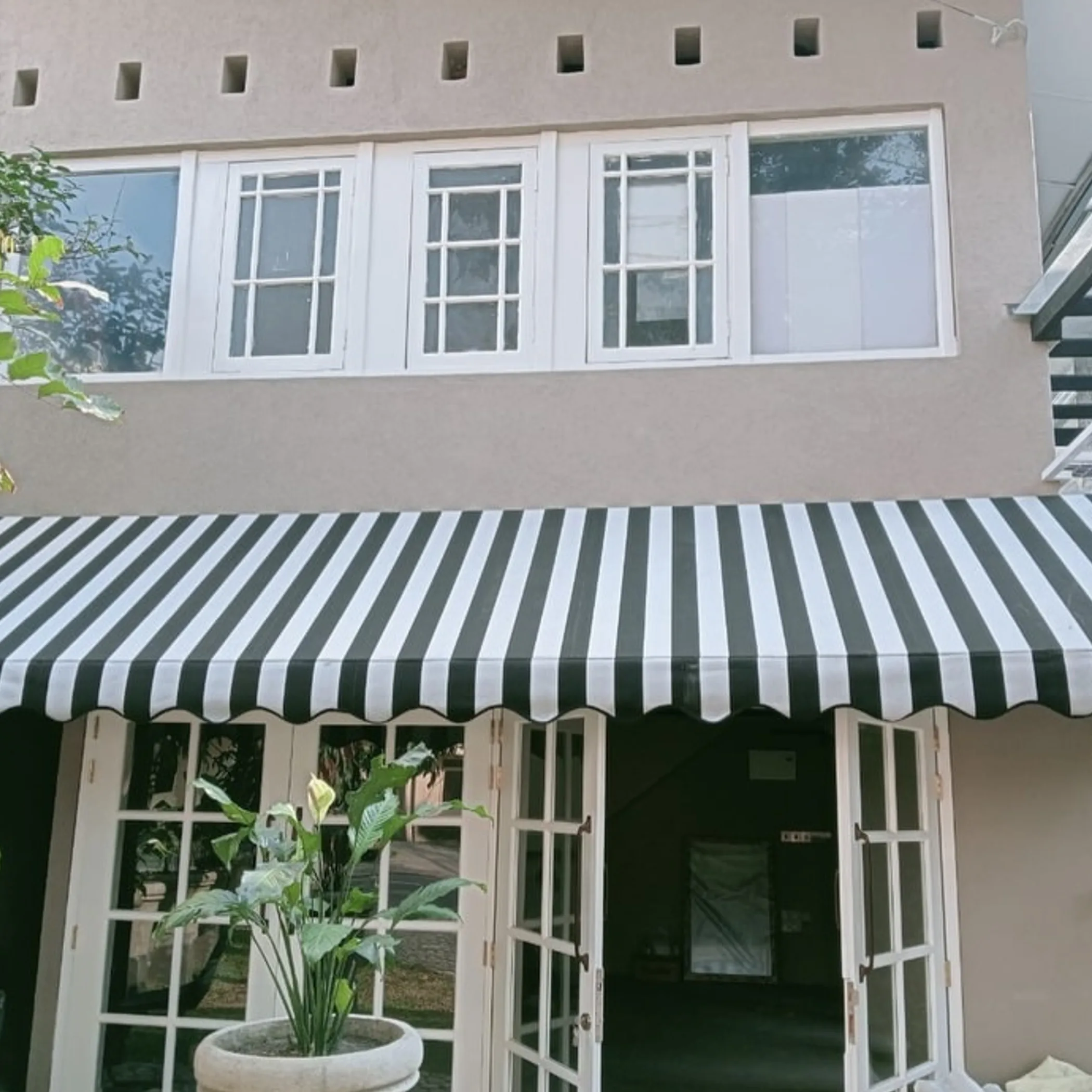exterior windows and awning